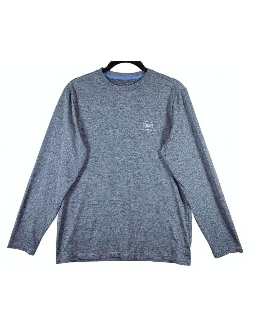Vineyard Vines Men's Harbor Performance L/S Tee Heather‎ Blue Large